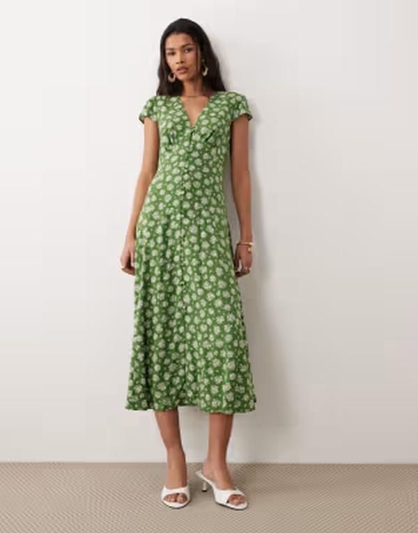 ノーバディーズ チャイルド レディース トップス ワンピース プリント ミディ Nobodys Child Avery midi dress print Green グリーン