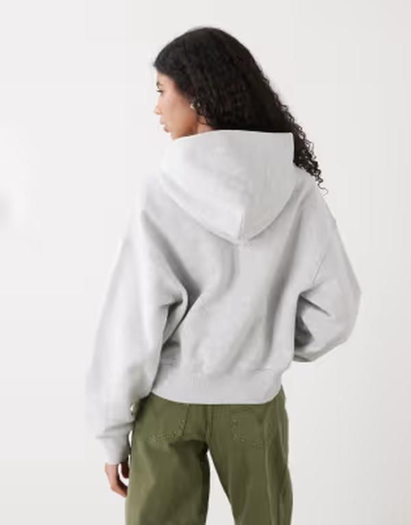 ウィークデイ レディース アウター パーカー・スウェット フルジップ クロップド Weekday boxy cropped zip throughoodie melange Gray melange