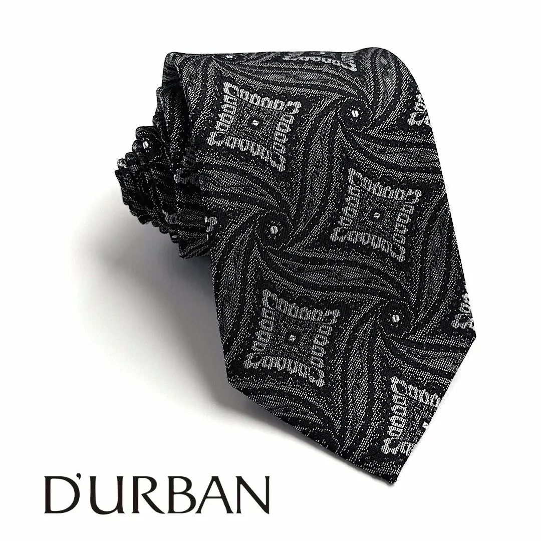 新品 D'URBAN ダーバン 日本製 シルク100％ 定価17,600円 総柄ネクタイ グレー系 ビジネス フォーマル 6,776円