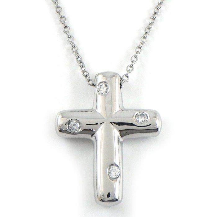 ティファニー Tiffany & Co. ネックレス ドッツクロス 4ポイント ダイヤモンド PT950 【中古】