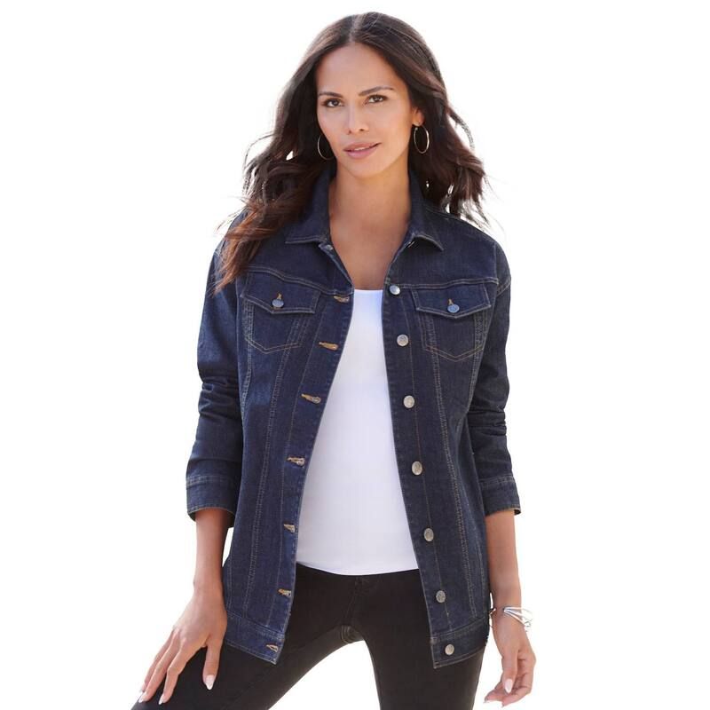 ロアマンズ レディース アウター ジャケット・ブルゾン プラスサイズ デニム Roamans Womens Plusize Boyfriend Stretch Denim Jacket Indigo