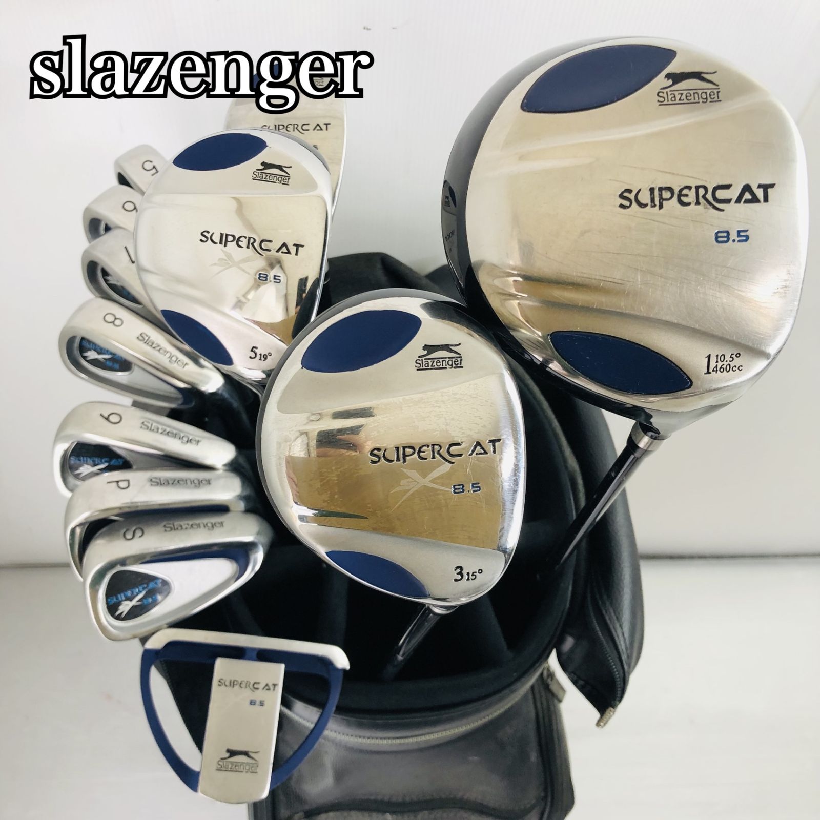 【保証付】slazenger スラセンジャー SUPERCAT ゴルフクラブ フルセット ゴルフセット クラブセット メンズ 初心者 入門 右利き パター付 安価 86Y-19