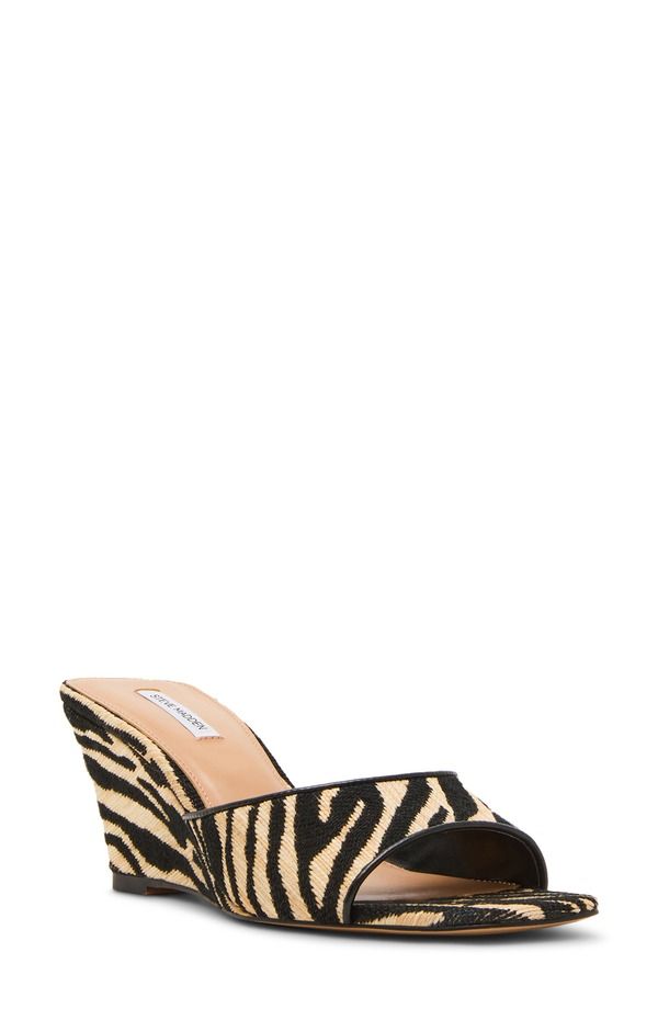 スティーブ マデン レディース シューズ ヒール サンダル Steve Madden Seleste Wedge Slide Sandal Zebraffia アニマル