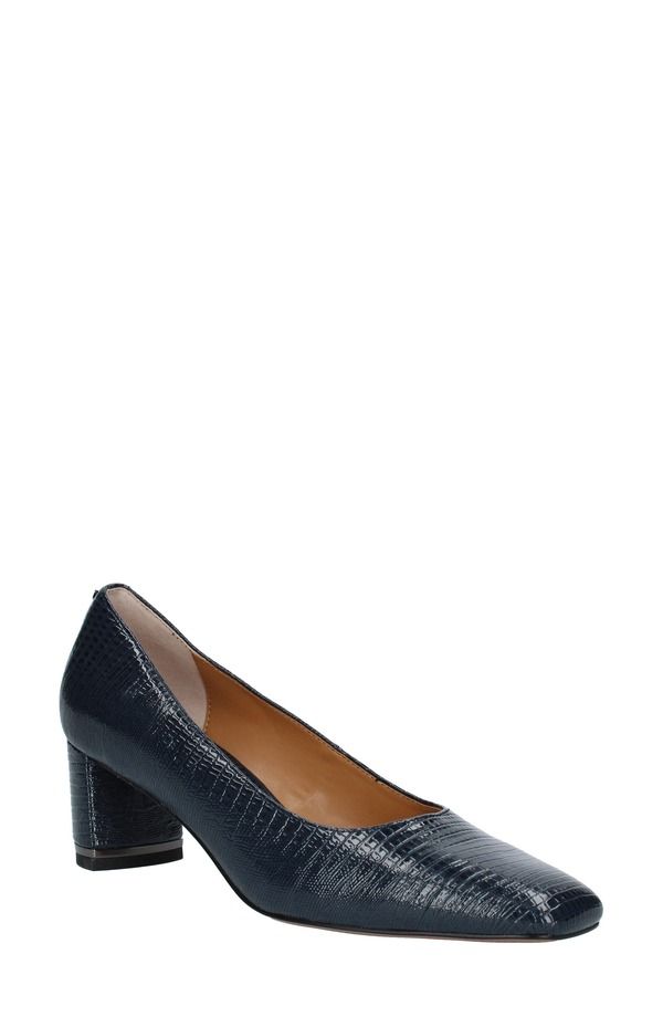 ジェイレニー レディース シューズ ヒール J Rene Olivienne Snakeskin Embossed Pump Navy ネイビー