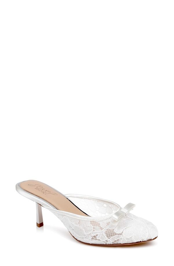 ジュウェルダグレイミシュカ レディース シューズ ヒール Jewel Badgley Mischka Elliot Mule Ivory Satin アイボリー