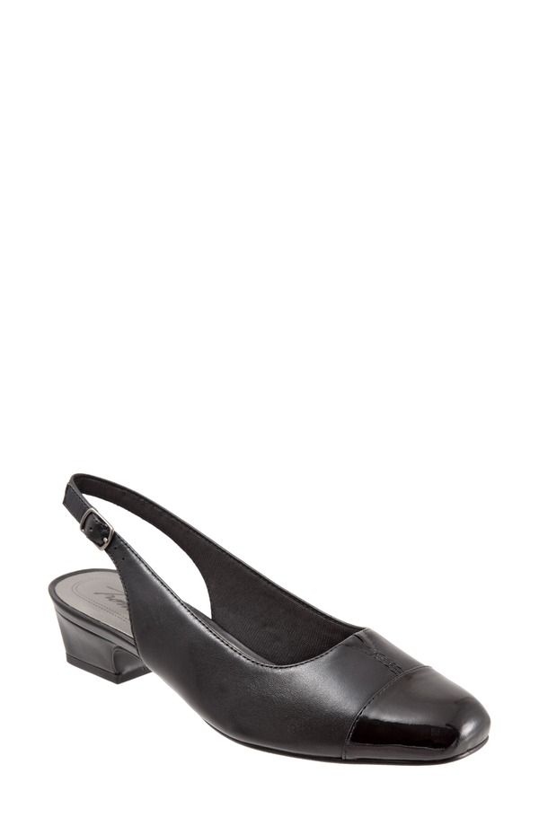 トロッターズ レディース シューズ ヒール Trotters Dea Slingback Black Leather Black Patent ブラック
