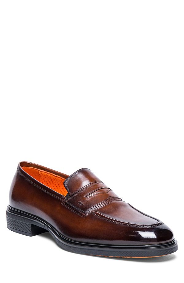 サントーニ メンズ シューズ ローファー Santoni Easy Penny Loafer Dark Brown ブラウン