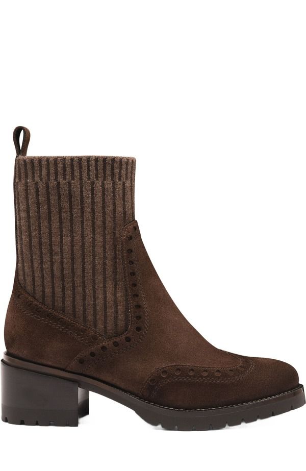 サントーニ レディース シューズ ブーツ・レインブーツ スエード アンクル ヒール Santoni Womensuede lowheel ankle boot Brown ブラウン