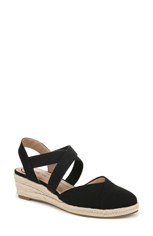 ライフストライド レディース シューズ サンダル プラットフォーム LifeStride Kimball Slingback Espadrille Platform Wedge Black ブラック