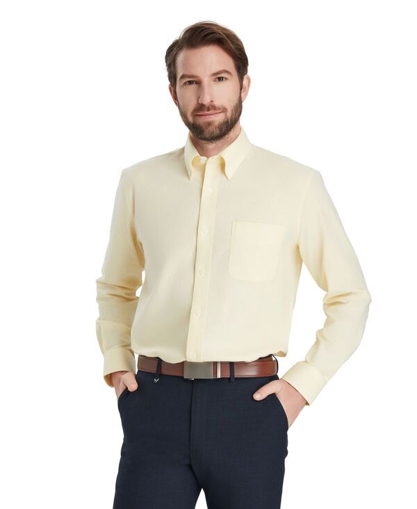 【送料無料】 クラブルーム メンズ シャツ トップス Mens Oxford Solid Dress Shirt Lemon