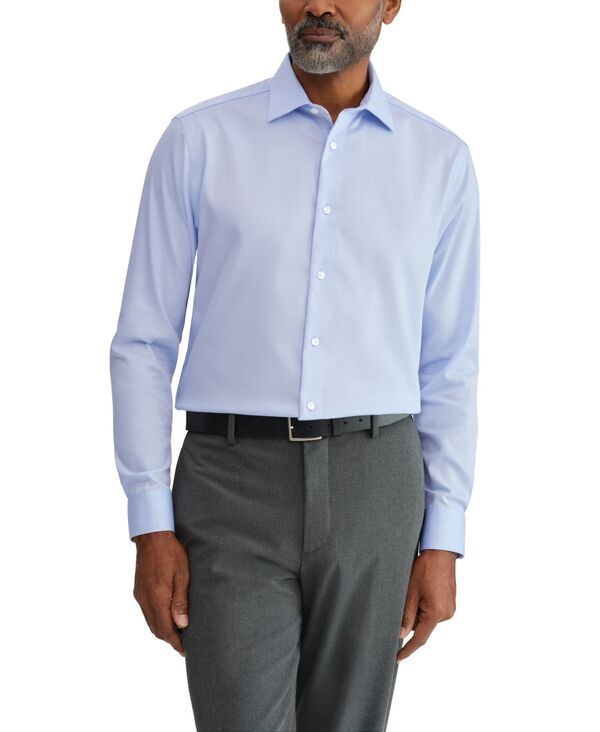 【送料無料】 カルバンクライン メンズ シャツ トップス Mens Solid RegularFit Stretch Dress Shirt Blue