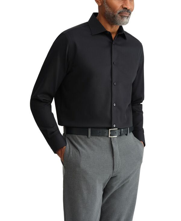 【送料無料】 カルバンクライン メンズ シャツ トップス Mens Solid RegularFit Stretch Dress Shirt Black