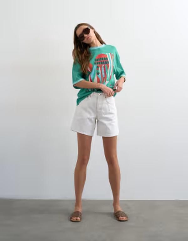 トップショップ レディース ボトムス ハーフパンツ・ショーツ ショートパンツ デニム Topshop denim Editor shorts WHITE ホワイト