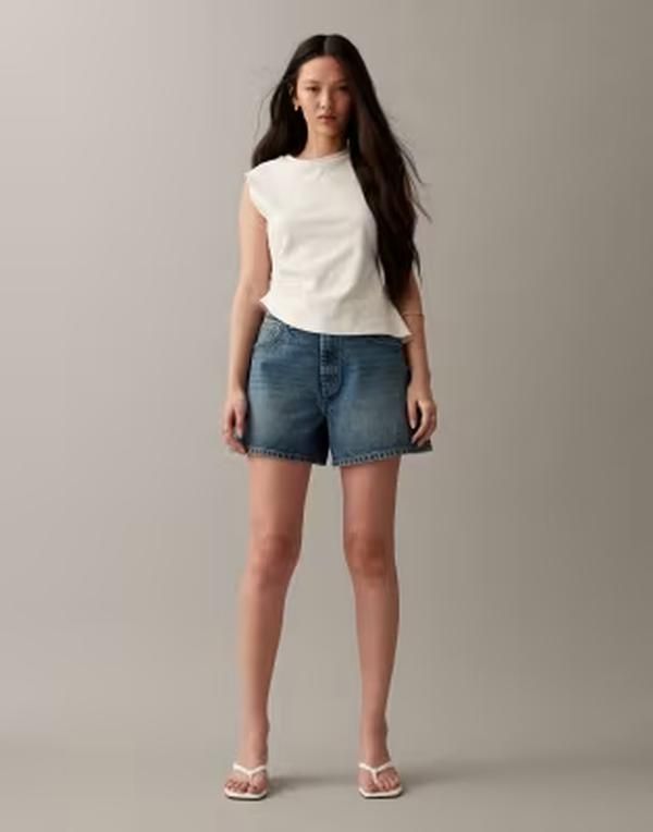 エイソス レディース ボトムス ハーフパンツ・ショーツ ヴィンテージ A ライン ショートパンツ デニム ASOS DESIGN denim longer a line shorts in vinta