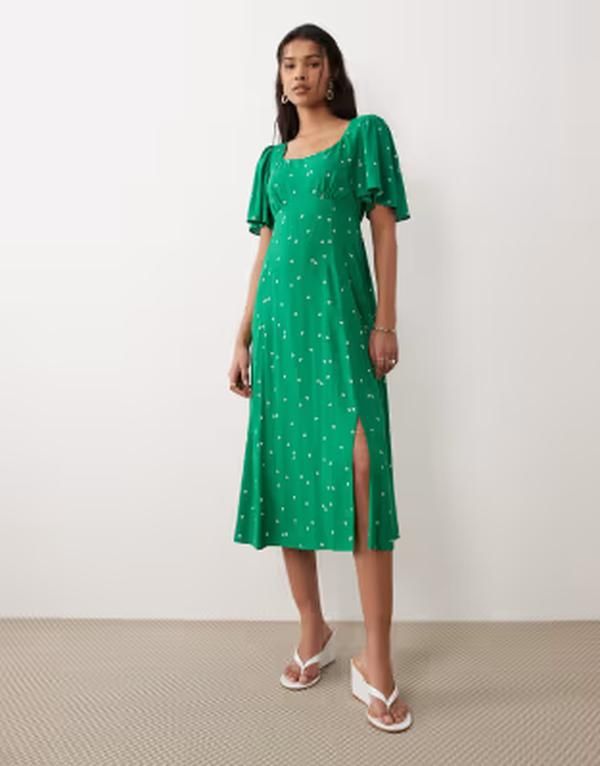 ノーバディーズ チャイルド レディース トップス ワンピース プリント ミディ Nobodys Childee Dee midi dress print Green グリーン