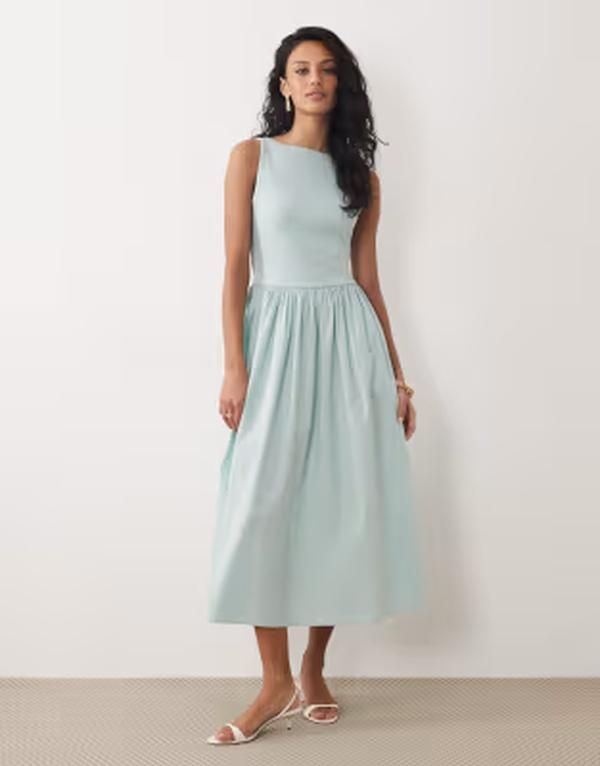 ノーバディーズ チャイルド レディース トップス ワンピース ギャザー ミディ スカート Nobodys Child Eliana boat neck ruched skirt midi dress
