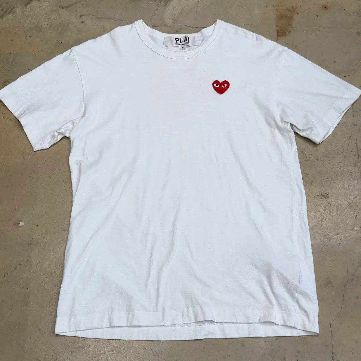 コム・デ・ギャルソン レッド ハート ワッペン 白 半袖Tシャツ XL