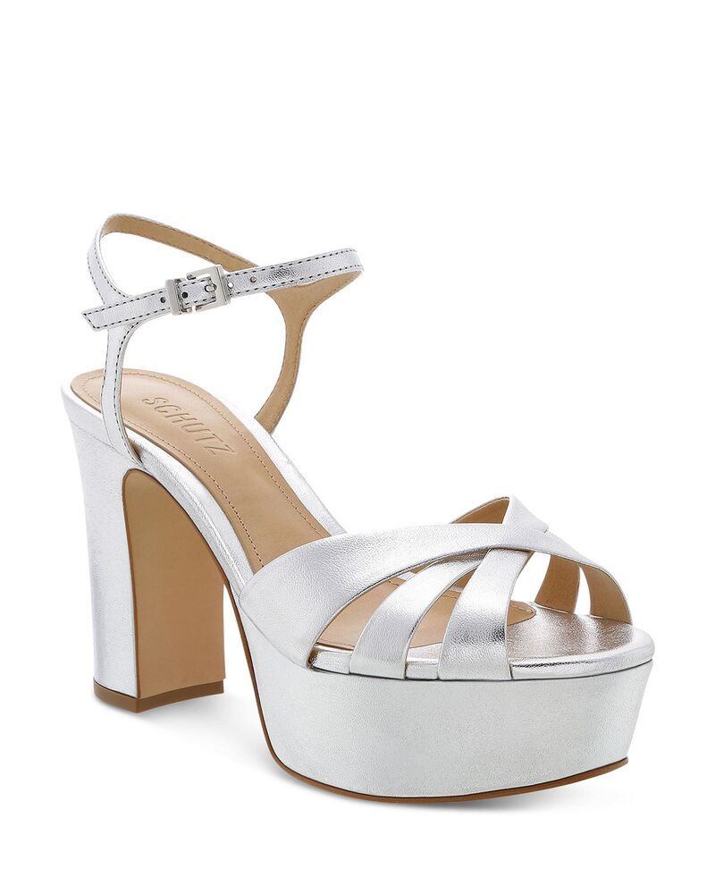 シュッツ レディース シューズ サンダル プラットフォーム ヒール SCHUTZ Womens Keefa HighHeel Platform Sandals Prata Silver Leather