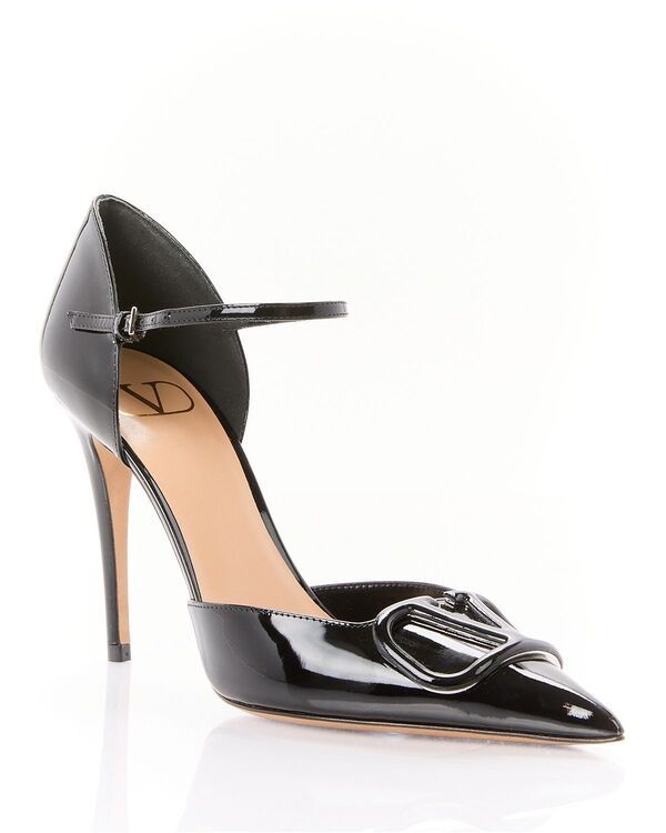 ヴァレンティノ レディース シューズ パンプス レザー ロゴ Valentino Garavani Womens VLogo dOrsay Patent Leather Pumps Black ブラッ