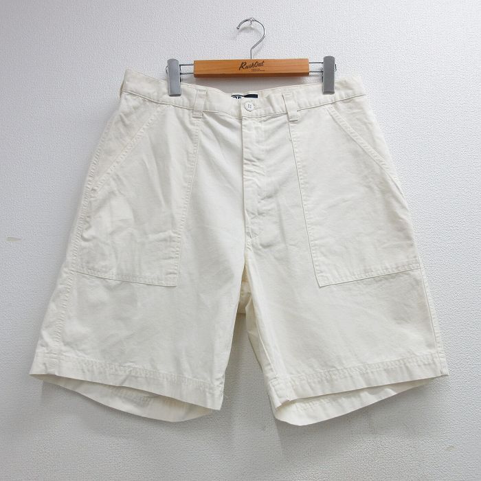 W34/古着 ラルフローレン ショート ブランド ベイカー パンツ ショーツ メンズ 90年代 90s コットン ホワイト【spe】 26may25