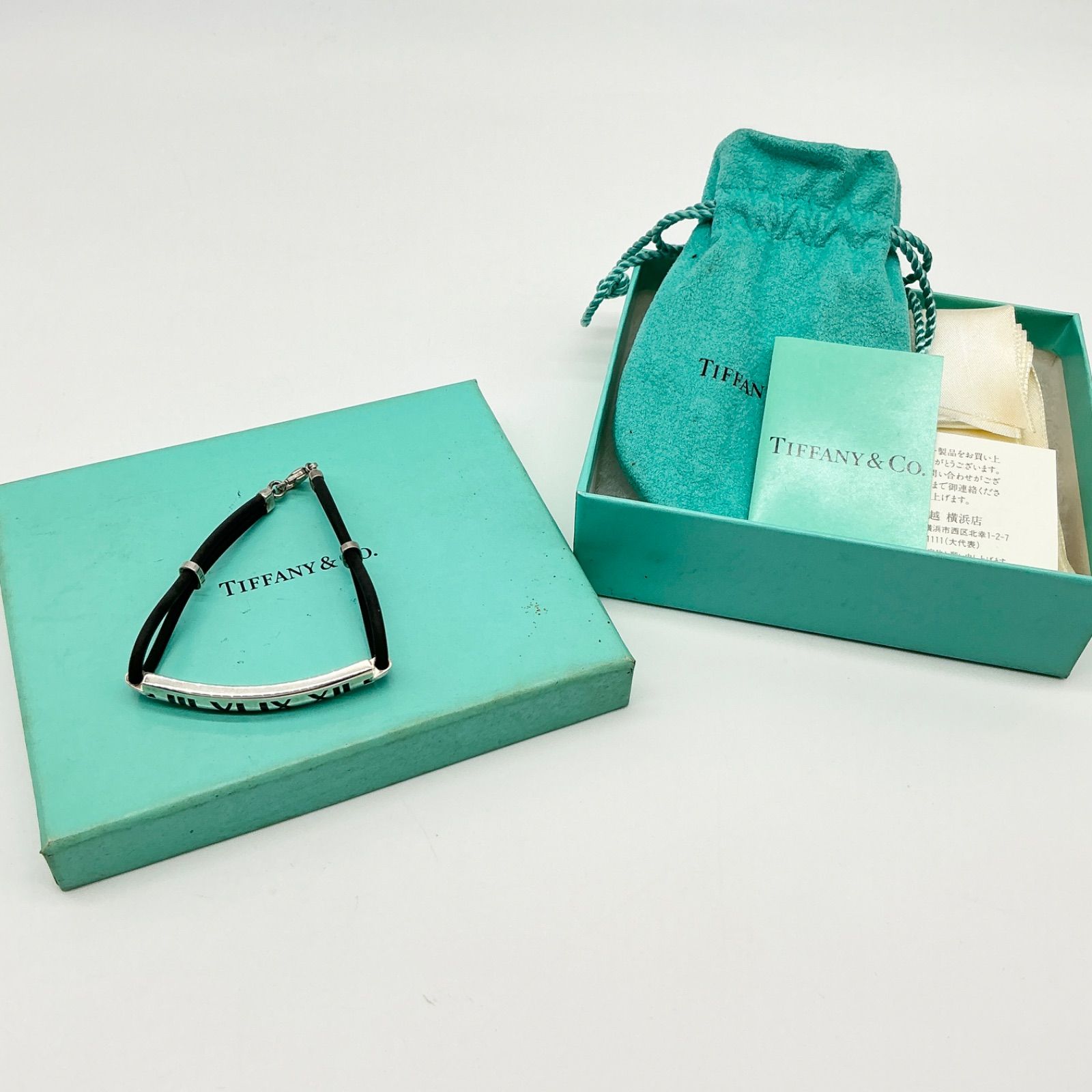 TIFFANY&Co. ティファニー アトラス ラバー プレート ブレスレット 2003 シルバー×ブラック SV925 Ag925 【中古】 Bランク　5_462
