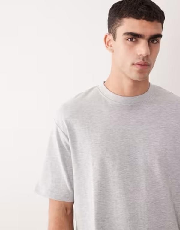 セレクティッド メンズ トップス Tシャツ Selected oversized tshirt in light Gray Melange グレー
