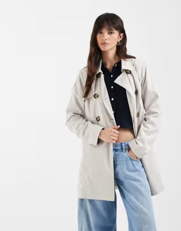 オンリー レディース アウター コート Only trench coat in stone Moonbeam ストーン