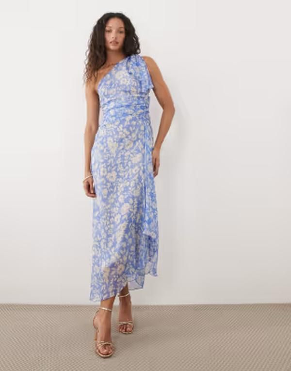 マンゴ レディース トップス ワンピース フラワー柄 プリント マキシ フラワー Mangone shoulder maxi dress and cream floral print Multi マル