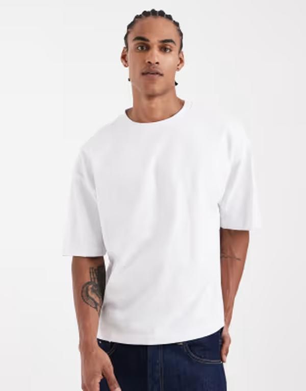 エイソス メンズ トップス Tシャツ オーバーサイズフィット ASOS DESIGN heavyweight boxy oversized fitshirt WHITE ホワイト