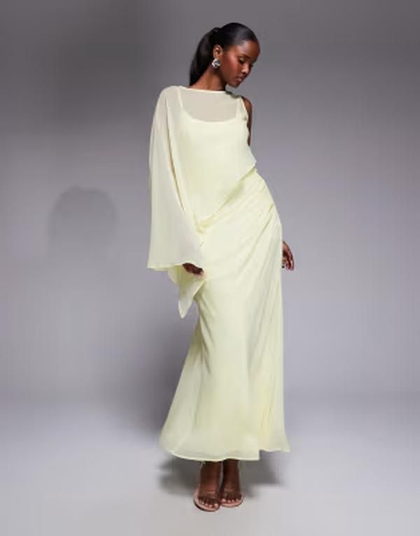 エイソス レディース トップス ワンピース アシンメトリー ドレープ マキシ ASOS DESIGN asymmetric draped one batwing sleeve maxi dress i