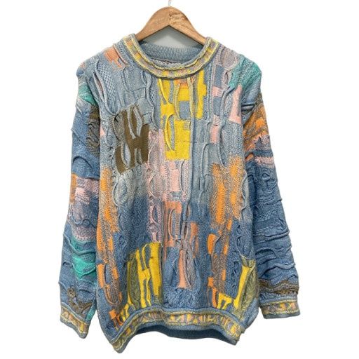 【中古】　COOGI　セーター　長袖　ニット　トップス　総柄　3Dニット　オーストラリア製　古着　/5627