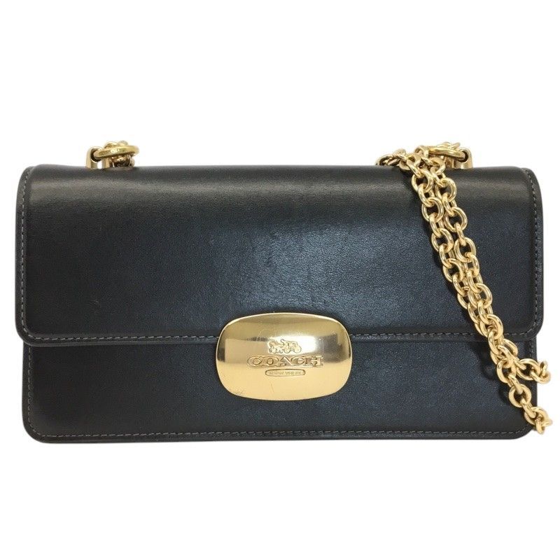 COACH【コーチ】チェーンショルダーバッグ　肩掛け　斜めかけ　CP008　レザー　ブラック　ゴールド金具【中古品/USED-AB】質屋　かんてい局那覇店　ｎ3100432927300584