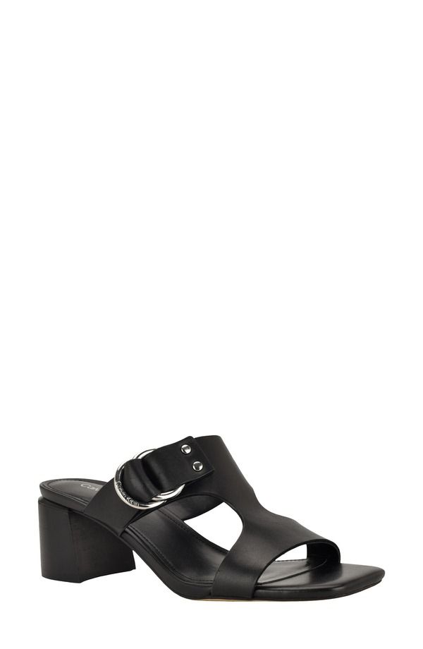 カルバンクライン レディース シューズ ヒール サンダル Calvin Klein Vevia Slide Sandal Black Leather ブラック