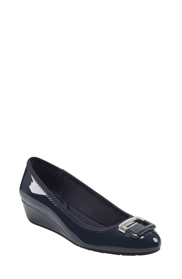 バンドリーノ レディース シューズ ヒール Bandolino Wedge Pump Navy Blue Patent ネイビー