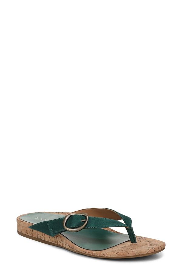 バイオニック レディース シューズ ヒール Vionic Grove Flip Floposy Green Suede グリーン