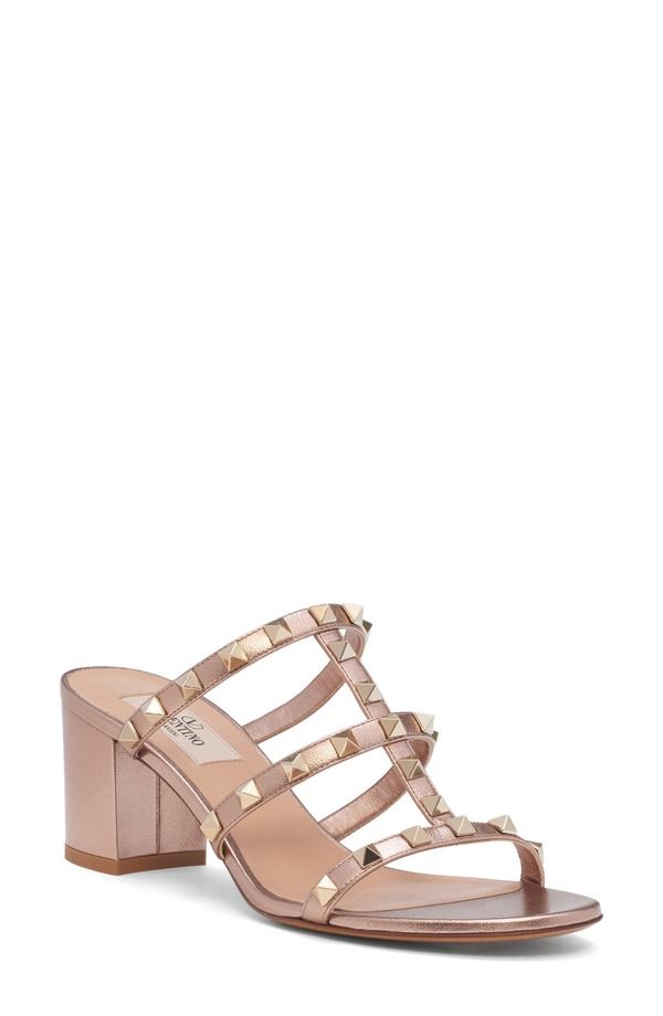 ヴァレンティノ レディース シューズ サンダル トール Valentino Garavani Rockstud Metallic Slide Sandal Women Rose メタリック