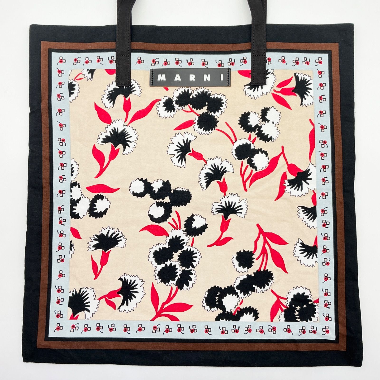 MARNI MARKET マルニマーケット バンダナトート ベージュ レッド 