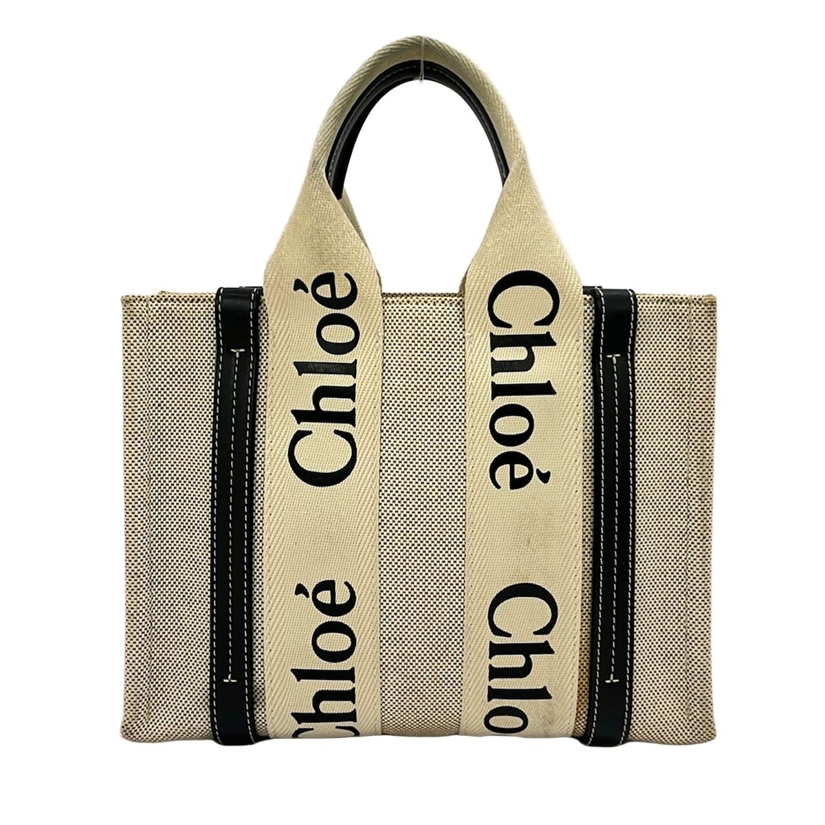 Chloe(クロエ) トートバッグ ウッディスモールトートバッグ アイボリー×黒 レザー
