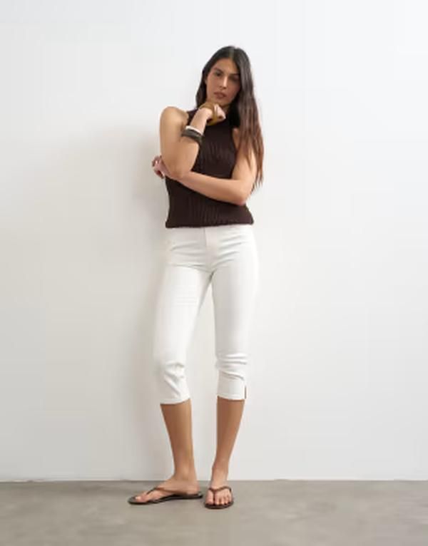トップショップ レディース ボトムス デニムパンツ キャップ ジーンズ Topshop high rise capris jeans WHITE ホワイト