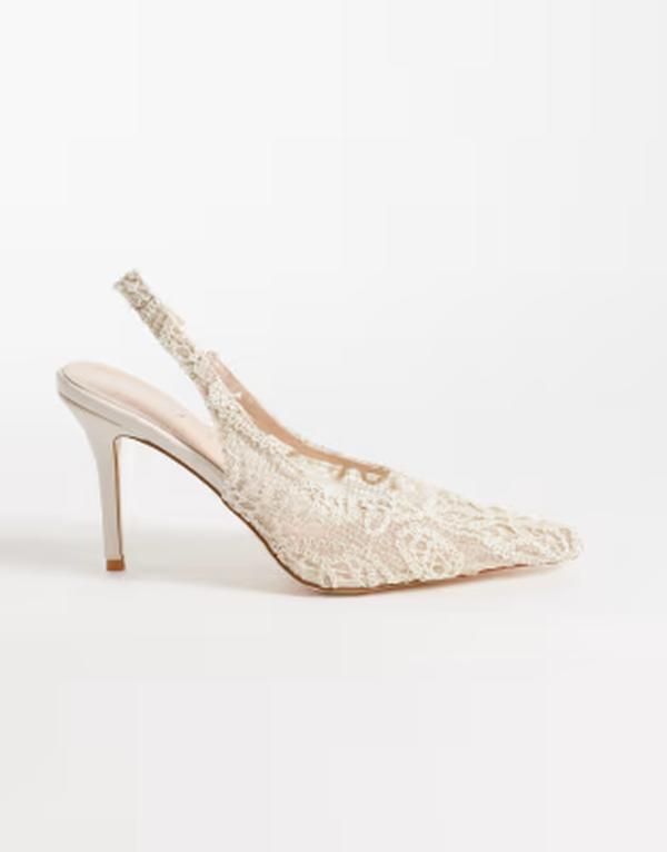 レイド レディース シューズ サンダル レース ヒール RAID Annona slingback heeled pumps in cream lace Cream lace クリーム