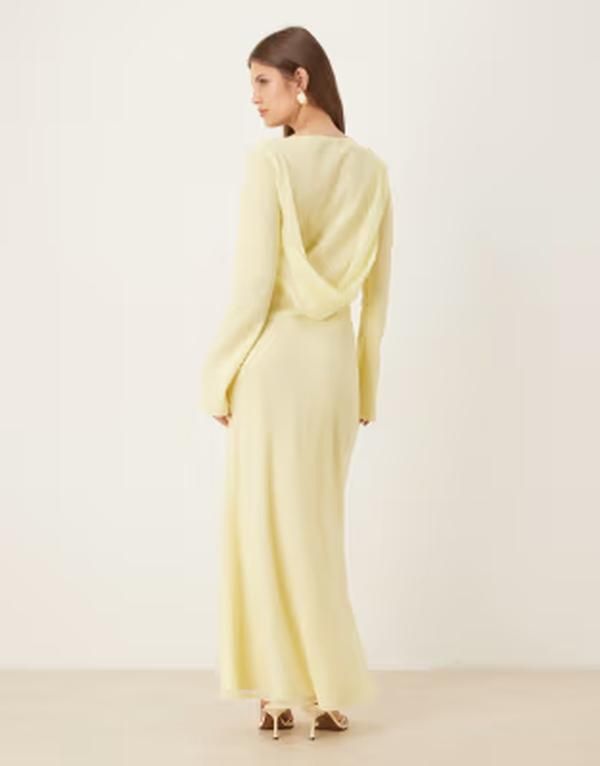 エイソス レディース トップス ワンピース シフォン マキシ ASOS DESIGN chiffon maxi dress with cowl neck and back detailing in l