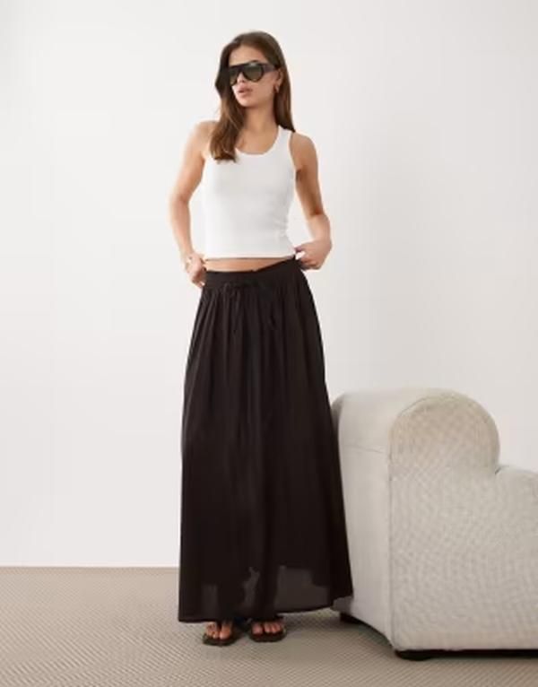 ジェイディーワイ レディース ボトムスカート プリーツ マキシ JDY pleated maxi skirt BROWN ブラウン