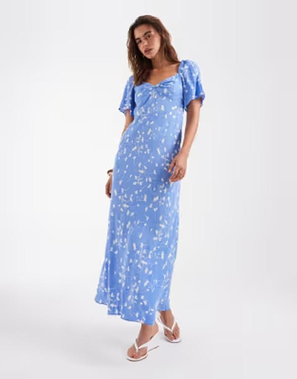 アンドアザーストーリーズ レディース トップス ワンピース フラワー柄 プリント フラワー Other Stories viscose puff sleeve midaxi dress with tw