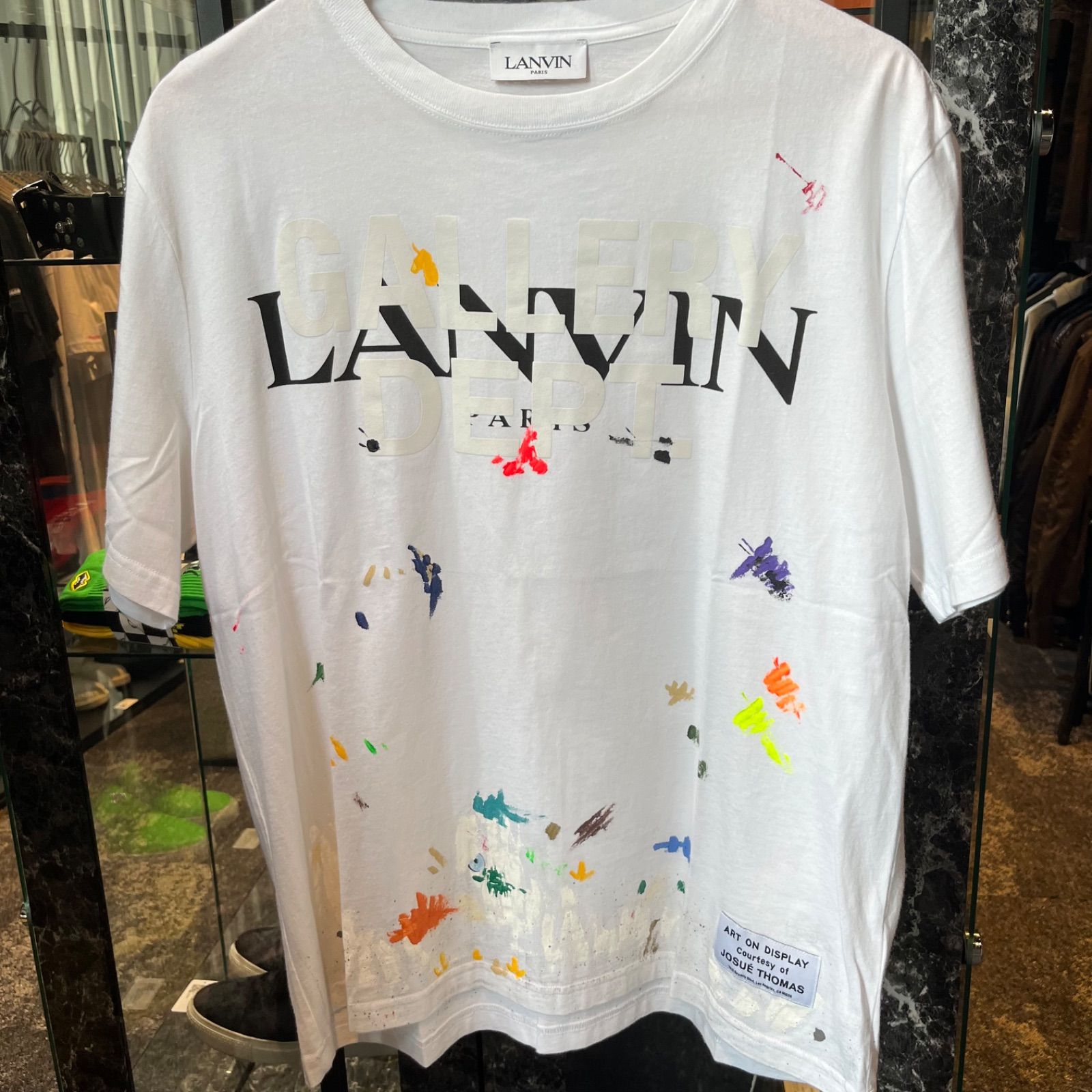 ＃-　ランバン×ギャラリーデプト　Tシャツ　ペンキ　ロゴプリント　ホワイト　サイズ不明　A品