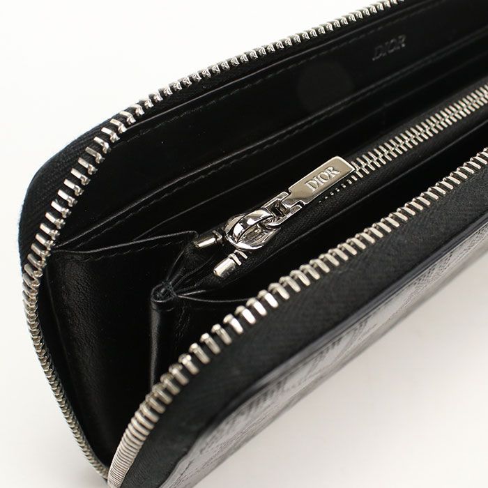DIOR ディオール ロングジップウォレット ディオール オブリーク 長財布ラウンドファスナー/ギャラクシーレザー【中古】 メンズ