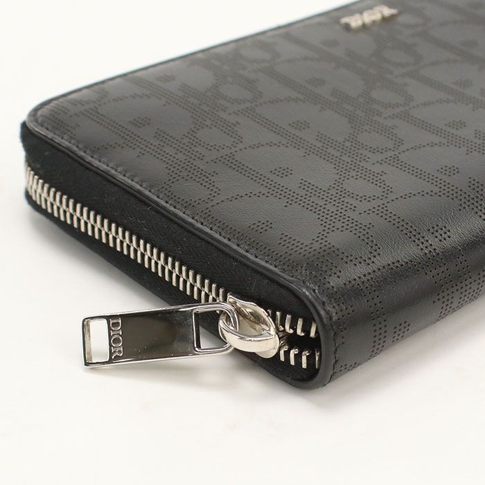 DIOR ディオール ロングジップウォレット ディオール オブリーク 長財布ラウンドファスナー/ギャラクシーレザー【中古】 メンズ