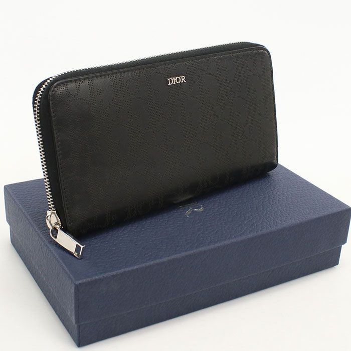 DIOR ディオール ロングジップウォレット ディオール オブリーク 長財布ラウンドファスナー/ギャラクシーレザー【中古】 メンズ