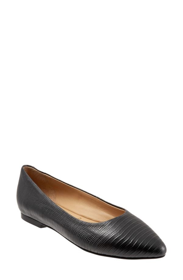 トロッターズ レディース シューズ パンプス Tシャツ Trotters Estee Ballet Flat Black Grey Leather ブラック