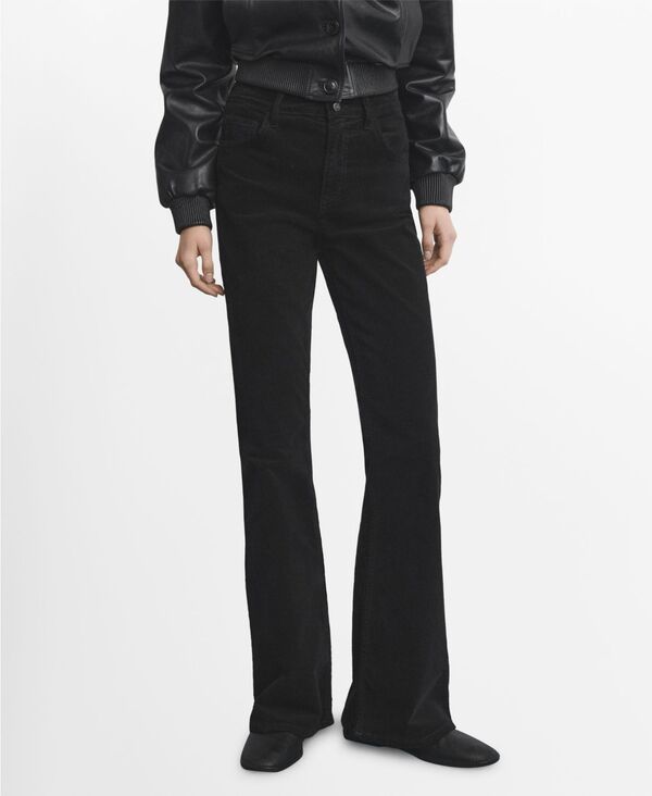 マンゴ レディース ボトムス デニムパンツ ベルベット ジーンズ MANGO Womens Velvet Flared Jeans Black ブラック
