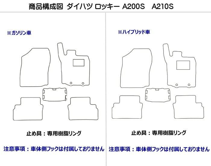 Aviles ダイハツ 互換品 新型 ロッキー A200S A210S フロアマット【16色から選択】(02：ハイブリッド, 13：ドット×ブラック)ts c379c3e4